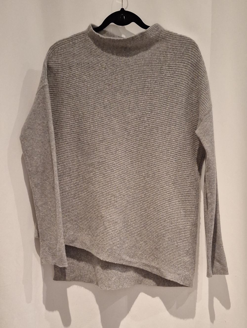 Nordstrom Signature 100% Cashmere Women's Gray Ribbed Knit Sweater